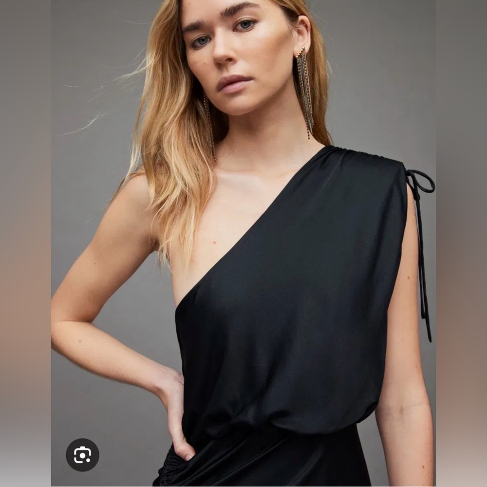 Laura Silk Blend One Shoulder Maxi Dress